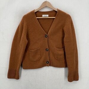 NAADAM Cardigan Sweater Womens Small Brown 100% Cashmere V Neck Button Front